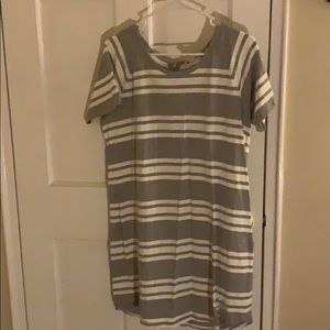 Grey and White T-Shirt Dress